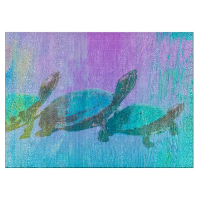 Neon Turtles Cutting Board (Front)