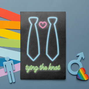 Neon Tying The Knot Gay Wedding Invitation