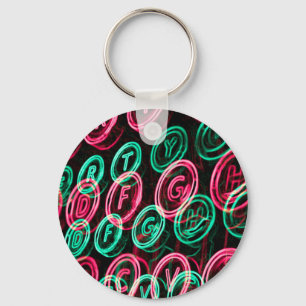 Neon typewriter keys close up key ring