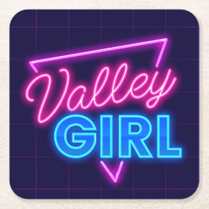 Neon Valley Girl Square Paper Coaster