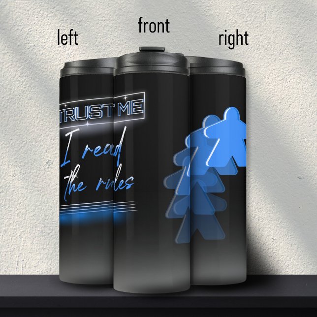 Neon Vaporwave Meeple Blue Board Game Geek Thermal Tumbler (Creator Uploaded)