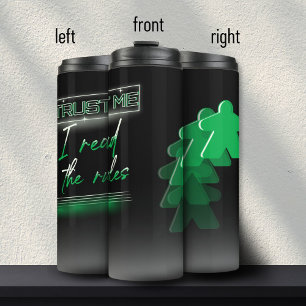 Neon Vaporwave Meeple Green Board Game Geek Thermal Tumbler