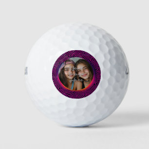 Neon Vaporwave Swirl Custom Photo Frame Golf Balls