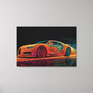 Neon Velocity   Automobile Art (36" x 24") Canvas Print