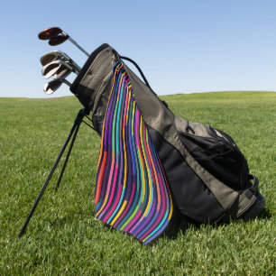 Neon Vertical Stripe Pattern Golf Towel