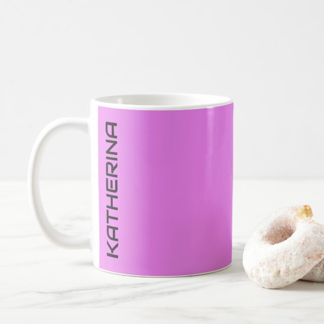 Neon Violet Solid Colour |  Personalised  Coffee Mug (With Donut)