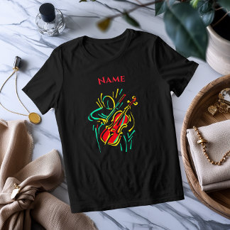 Neon Violin Line Art | Vibrant Musical T-Shirt Des Tri-Blend Shirt