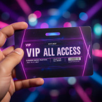 Neon VIP All Access Pass Template with QR Code