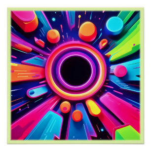 Neon Vortex Abstract Space Art Poster