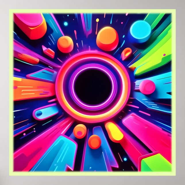 Neon Vortex Abstract Space Art Poster (Front)