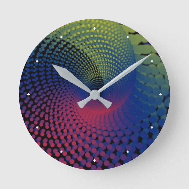 Neon Vortex Acrylic Wall Clock, Round (Medium) Clock (Front)
