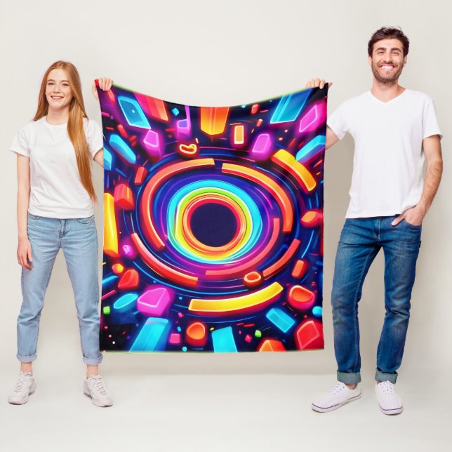 Neon Vortex Odyssey Fleece Blanket (In Situ)