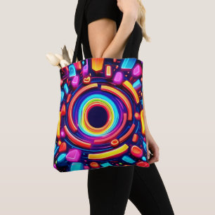 Neon Vortex Odyssey Tote Bag