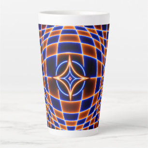 Neon Vortex Star Optical Illusion – Blue Orange Gl Latte Mug