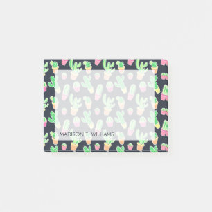 Neon Watercolor Cacti in Pots Pattern Post-it Notes