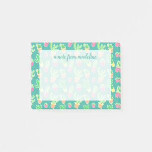 Neon Watercolor Cactus In Pots Pattern Post-it Notes