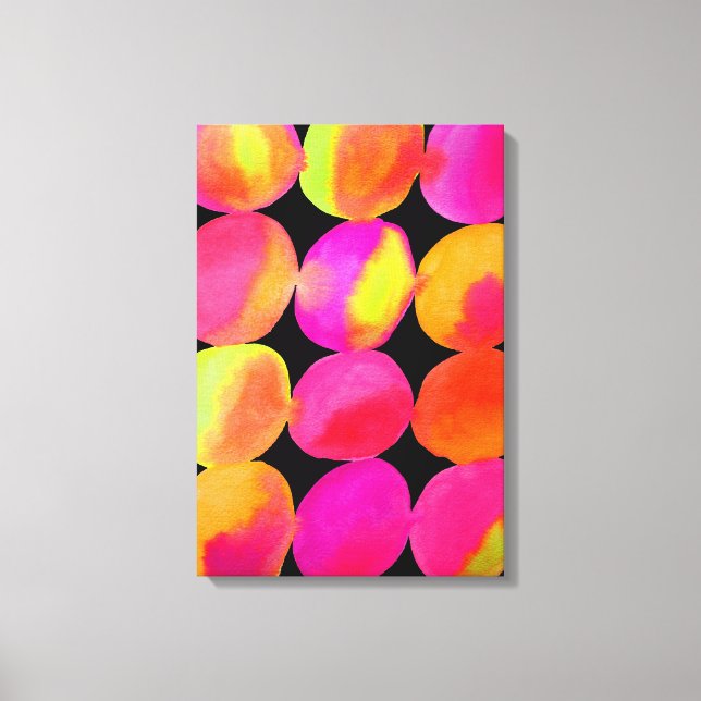 Neon Watercolor circle pattern abstract art colour Canvas Print (Front)