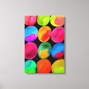Neon Watercolor circle pattern abstract art colour Canvas Print