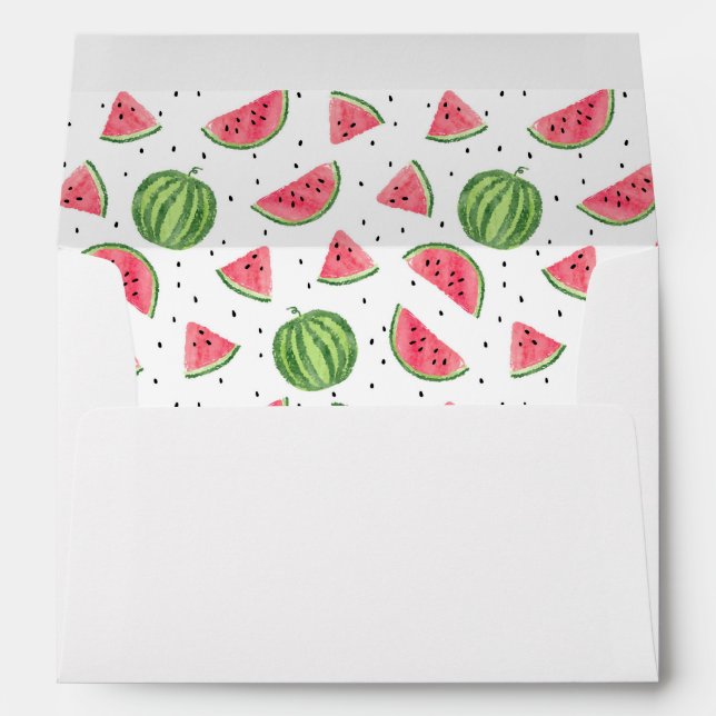 Neon Watercolor Watermelons Pattern Envelopes (Back (Bottom))