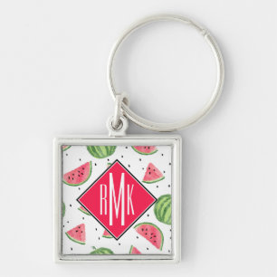 Neon Watercolor Watermelons Pattern Key Ring