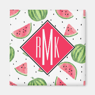 Neon Watercolor Watermelons Pattern Magnet