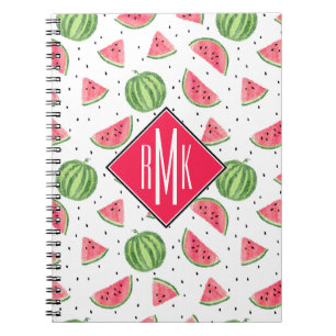 Neon Watercolor Watermelons Pattern Notebook