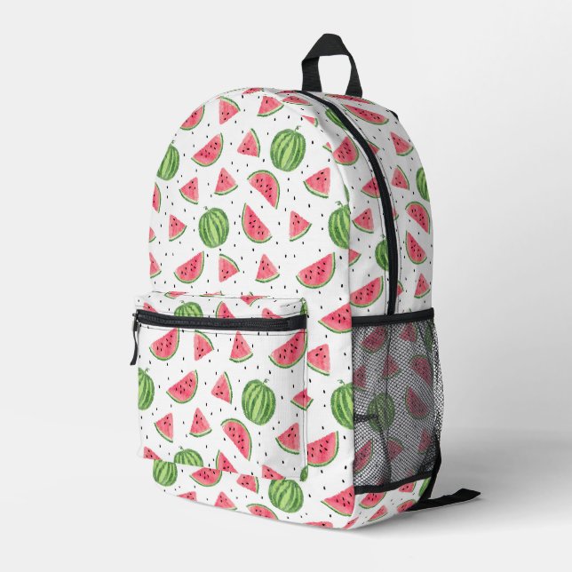 Neon Watercolor Watermelons Pattern Printed Backpack (Back Corner Right)