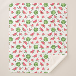 Neon Watercolor Watermelons Pattern Sherpa Blanket