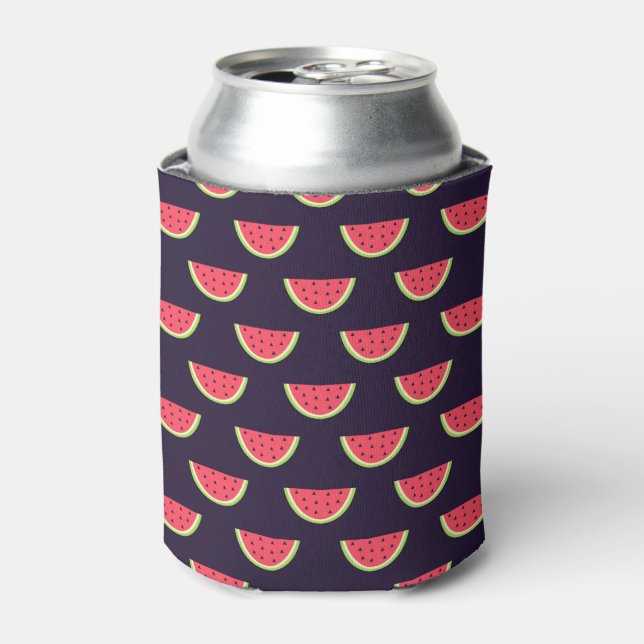 Neon Watermelon on Purple Pattern Can Cooler (Can Front)