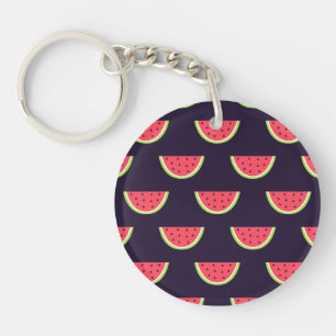 Neon Watermelon on Purple Pattern Key Ring