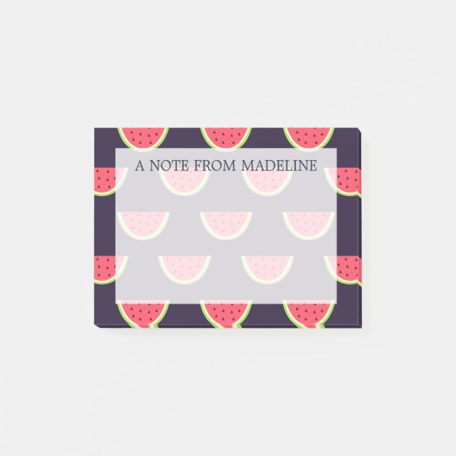 Neon Watermelon on Purple Pattern Post-it Notes (Front)