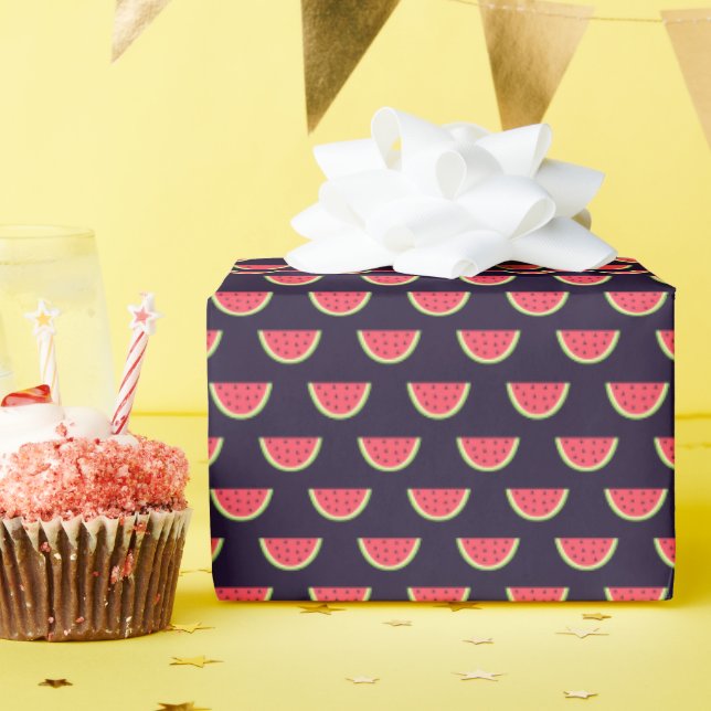 Neon Watermelon on Purple Pattern Wrapping Paper (Birthday Party)