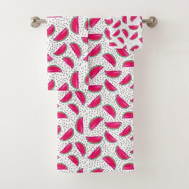 Neon Watermelon on Seeds Pattern Bath Towel Set (Insitu)