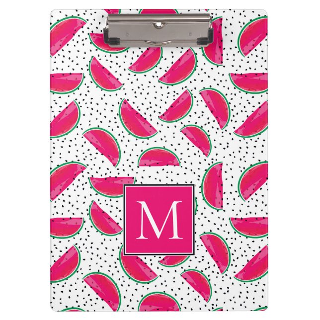 Neon Watermelon on Seeds Pattern Clipboard (Front)