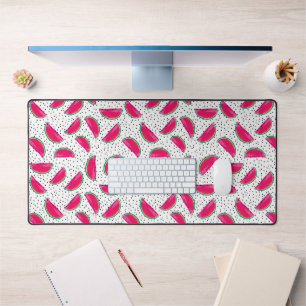 Neon Watermelon on Seeds Pattern Desk Mat