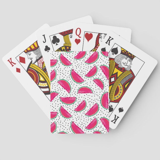 Neon Watermelon on Seeds Pattern Playing Cards (Back)
