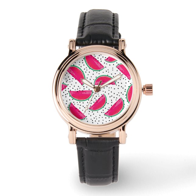 Neon Watermelon on Seeds Pattern Watch (Front)