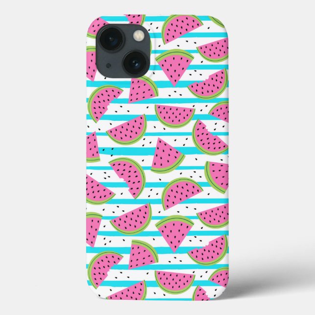 Neon Watermelon on Stripes Pattern Case-Mate iPhone Case (Back)