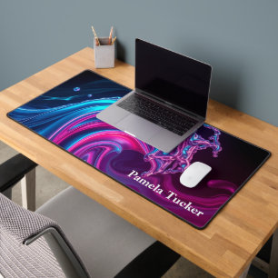 Neon Wave Futuristic Cyberpunk Gaming  Desk Mat