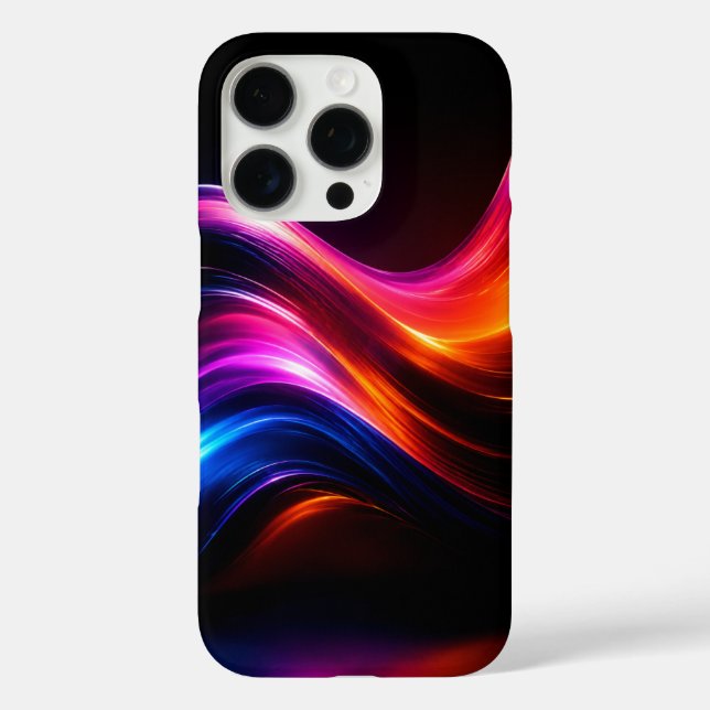 Neon Wave Glow iPhone 16 Case (Back)