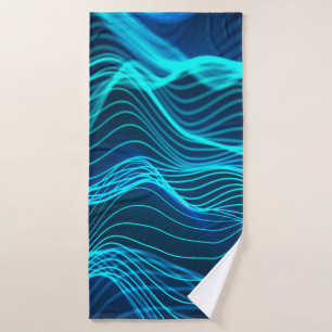 Neon waves of numerous abstract lines and rows com bath towel