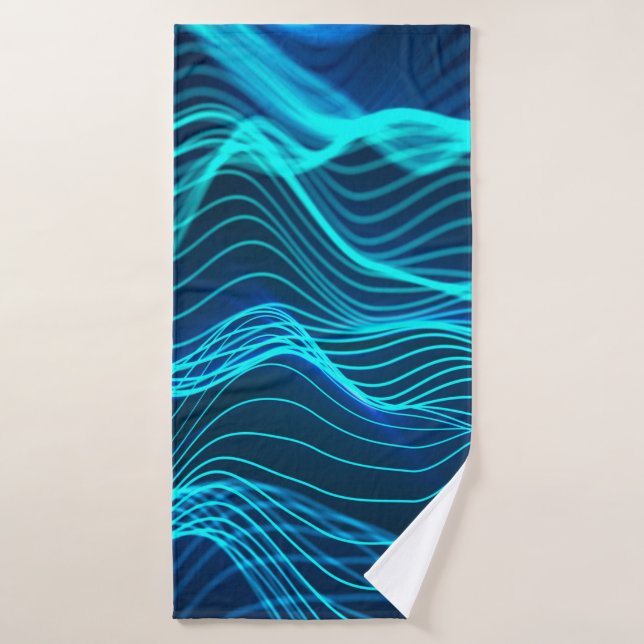 Neon waves of numerous abstract lines and rows com bath towel (Bath Towel)