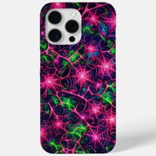 Neon web, spiderweb pattern, camouflage iPhone 15 pro max case