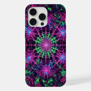 Neon web, spiderweb pattern, camouflage iPhone 15 pro max case