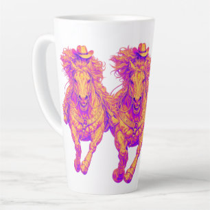 Neon Western Horse Cowgirl Art Latte Mug