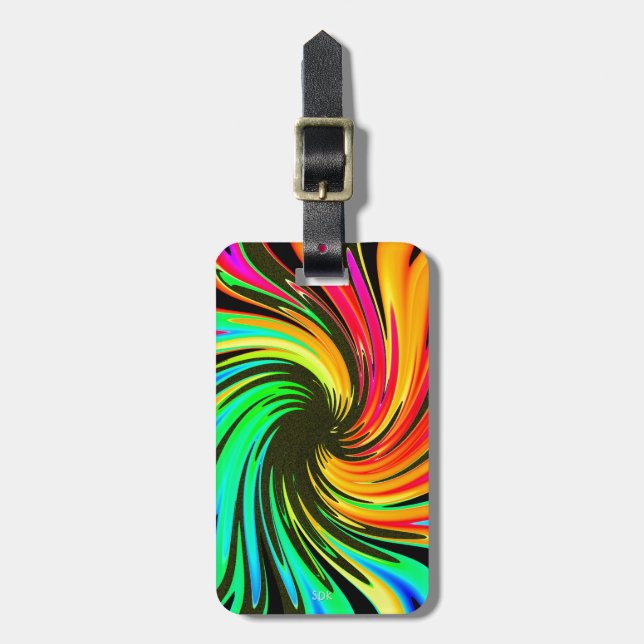 Neon Whirlpool Galaxy Luggage Tag (Front Vertical)
