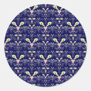 Neon whiskers and midnight blues classic round sticker