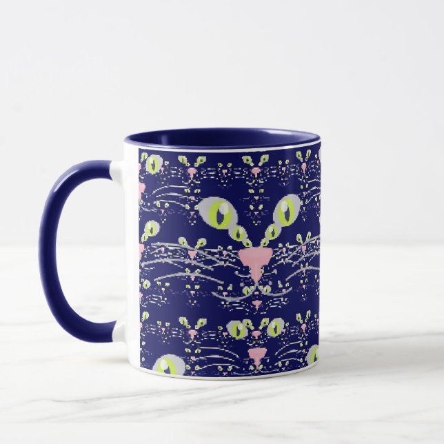 Neon whiskers and midnight blues Mug (Left)