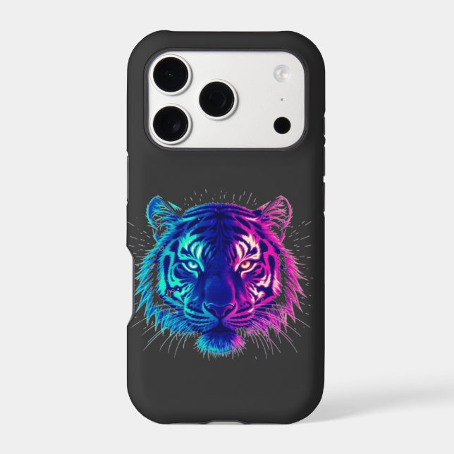 Neon White Tiger – Glowing Cyberpunk Wildlife Art (Back)