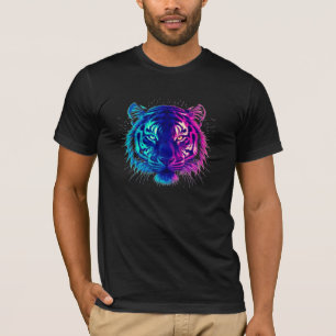 Neon White Tiger – Glowing Cyberpunk Wildlife Art T-Shirt